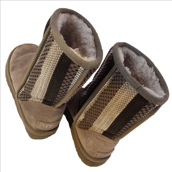 UGG Women's US 8 Woven Weave Suede Charcoal Gray Classic Short Boots 1010551 - Picture 8 of 13